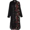 Khaite Gloria Long Sleeve Silk Chiffon Shirtdress In Black