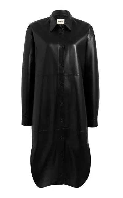 Khaite Gloria Paneled Leather Midi Dress