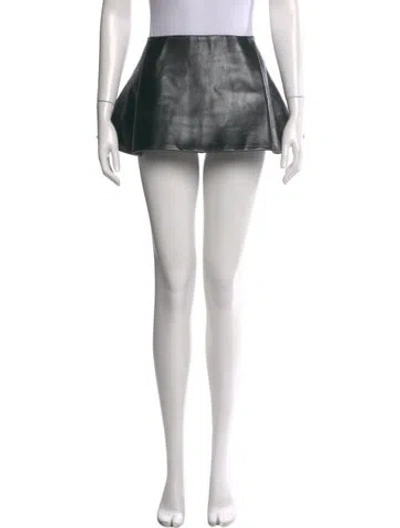 Pre-owned Khaite Goat Leather Mini Skirt In Black