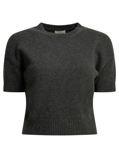 Khaite Golden Short Sleeve Cashmere Sweater In Gray