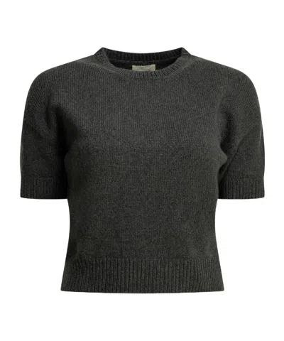 Khaite Golden Short-sleeve Knitted Jumper In Black