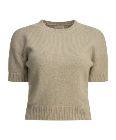 Khaite Golden Short-sleeve Knitted Jumper In Brown