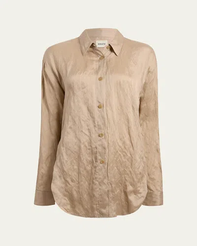 KHAITE GOYA CRINKLED SATIN BUTTON-DOWN TOP