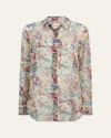 Khaite Goya Floral Silk Chiffon Button-down Top In Multi