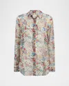 Khaite Goya Floral Silk Chiffon Button-down Top In Multi