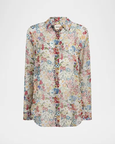 KHAITE GOYA FLORAL SILK CHIFFON BUTTON-DOWN TOP