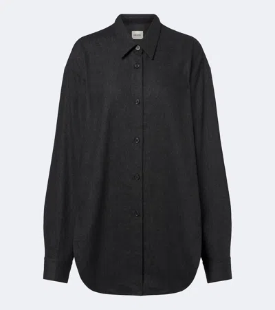 Khaite Goya Oversized Wool And Cashmere Shirt In Black