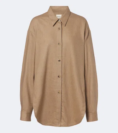 Khaite Goya Oversized Wool And Cashmere Shirt In Neutral