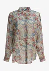 Khaite Goya Floral Silk Chiffon Button-down Top In Multi