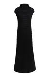 Khaite Graci Float-stich Cashmere Maxi Dress In Black