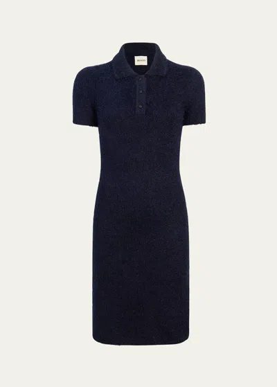 Khaite Graciela Cashmere-blend Knit Mini Dress In Navy
