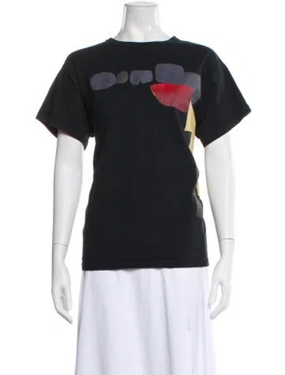 Pre-owned Khaite Graphic Print Crew Neck T-shirt In Black