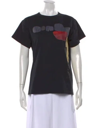 Pre-owned Khaite Graphic Print Crew Neck T-shirt In Black
