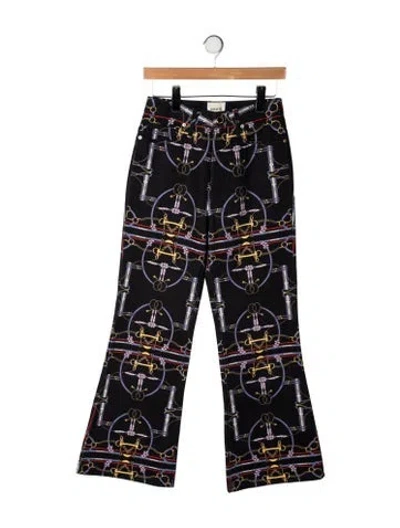 Pre-owned Khaite Graphic Print Flared Pants In Black
