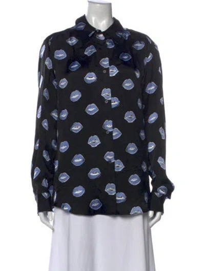 Pre-owned Khaite Graphic Print Long Sleeve Blouse In Black