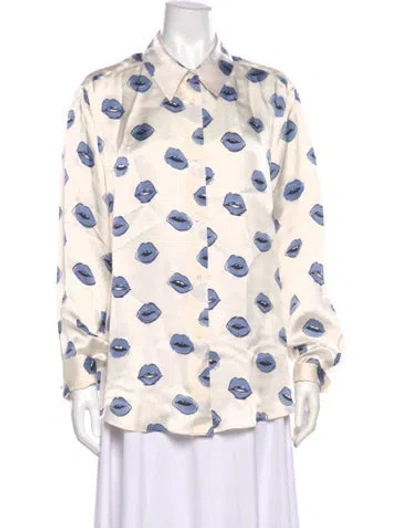 Pre-owned Khaite Graphic Print Long Sleeve Blouse In Multi