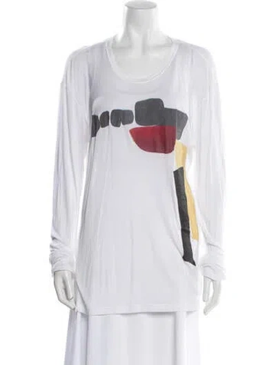 Pre-owned Khaite Graphic Print Long Sleeve Shirt In White