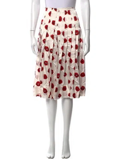 Pre-owned Khaite Graphic Print Midi Length Skirt In White