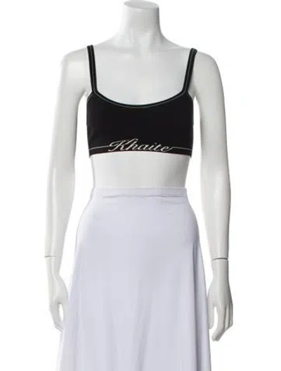 Pre-owned Khaite Graphic Print Scoop Neck Crop Top In Black