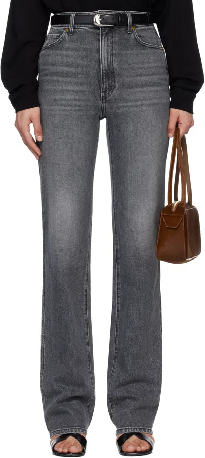 Khaite Danielle Stretch High-rise Slim-leg Jeans In Gray