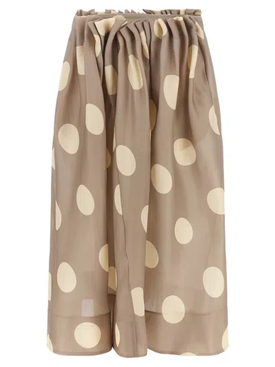 Khaite Riley Polka-dot Silk Maxi Skirt In Brown