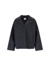 Khaite Textured Grey Wool Jacket With Classic Lapel And Belted Waist In Gray