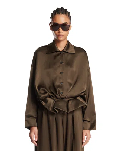 Khaite Green Bodine Silk Shirt In Green Verde   #009640