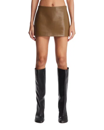 Khaite Green Jett Leather Miniskirt In Green Verde   #009640