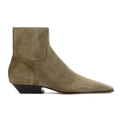 KHAITE GREEN SUEDE FLAT ANKLE BOOTS FOR WOMEN