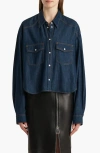 Khaite Neutrals Grenon Cropped Denim Cotton Shirt In Blue