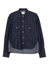 Khaite Neutrals Grenon Cropped Denim Cotton Shirt In Blue