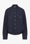 Khaite Neutrals Grenon Cropped Denim Cotton Shirt In Blue