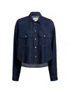 Khaite Neutrals Grenon Cropped Denim Cotton Shirt In Blue