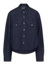 Khaite Neutrals Grenon Cropped Denim Cotton Shirt In Blue