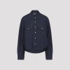 Khaite Neutrals Grenon Cropped Denim Cotton Shirt In Blue