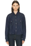 Khaite Grenon Denim Cropped Shirt In Blue