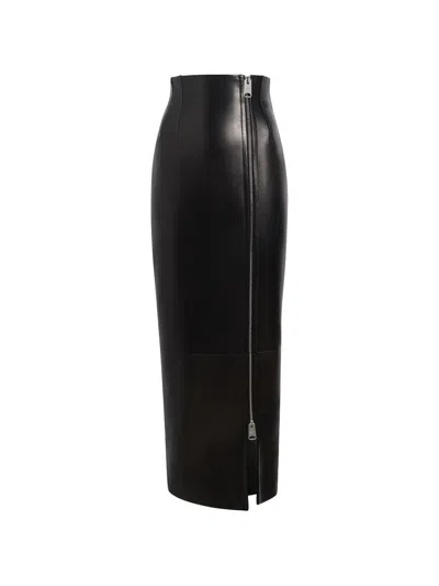 Khaite Gres Skirt In Black Leather