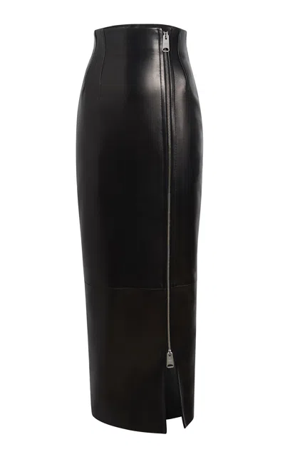 Khaite Gres Zip-detailed Plongé Leather Maxi Skirt