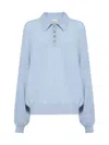 Khaite Rene Long Sleeve Cashmere Polo Sweater In Grey