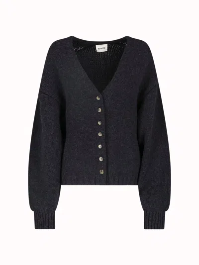 Khaite Grey Axel V-neck Cashmere Cardigan In Gray