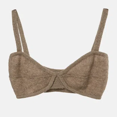 Pre-owned Khaite Grey Cashmere Strappy Bralette Top L In Gray