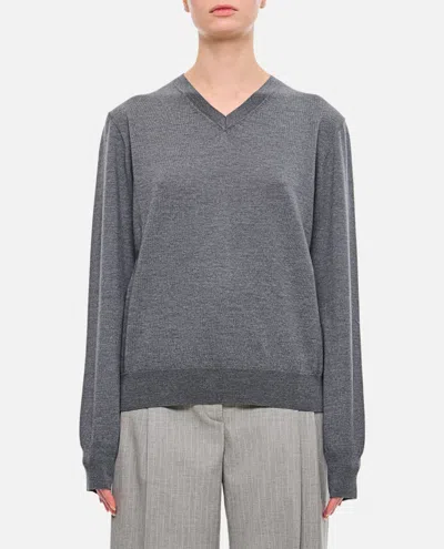 Khaite Grey V-neck Sweater