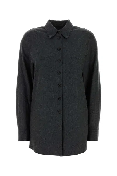 KHAITE GREY WOOL BLEND AURYN SHIRT