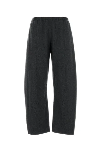 Khaite Grey Wool Blend Wide-leg Clover Pant In Black