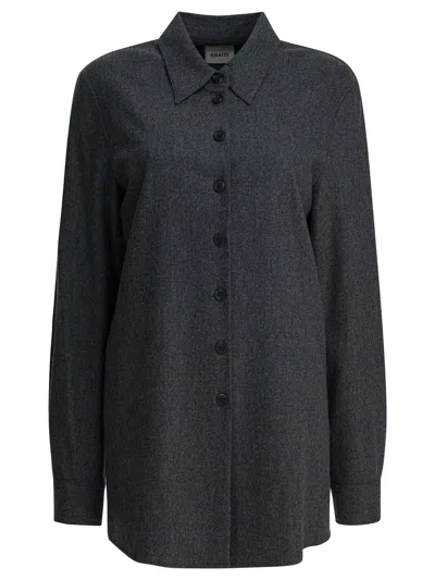 Khaite Grey Wool Cashmere Shirt In Black