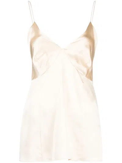 Khaite Grisella Longline Silk Camisole In Neutrals