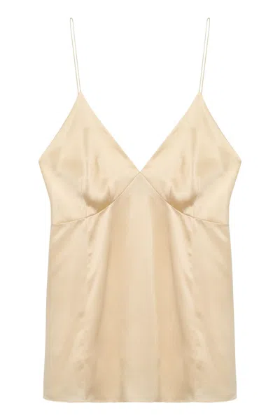 Khaite Grisella Silk Top In Neutral