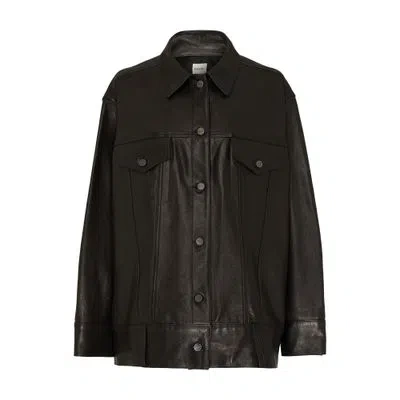 Khaite Grizzo Leather Jacket In Black