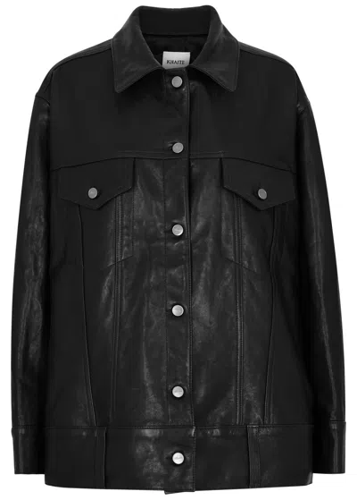 Khaite Grizzo Oversized Leather Jacket In Black