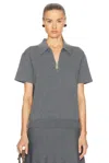Khaite Gulliame Zip-up Knit Wool-blend Polo Top In Sterling